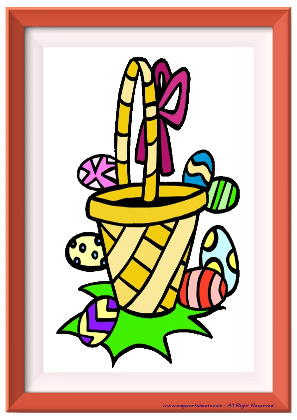 Full page ESL Flashcard without words containing Happy Easter picture for kids and teachers.