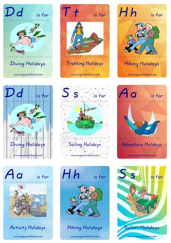 Mini size ESL Flashcard Holiday for kids and teachers.