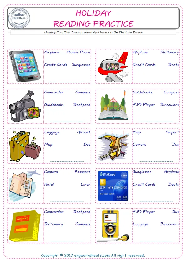 Check the picture of the Holiday for kids ESL worksheet for supplying the correct one among three words into the blank place.