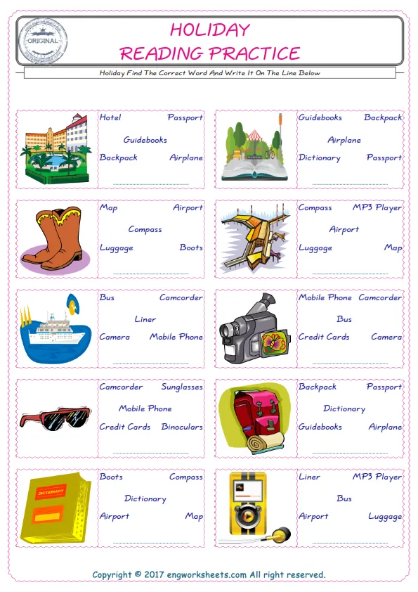 Check the picture of the Holiday for kids ESL worksheet for supplying the correct one among five words into the blank place.