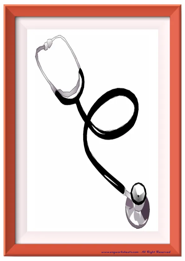 Full page ESL Flashcard without words containing Hospital picture for kids and teachers.