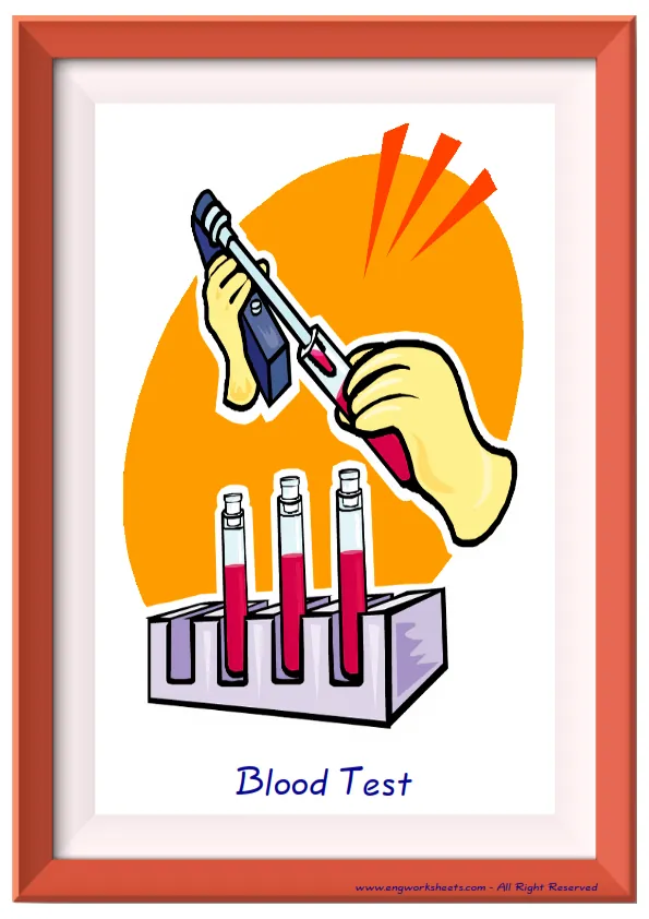 Full page ESL Flashcard together with words containing Hospital picture for kids and teachers.