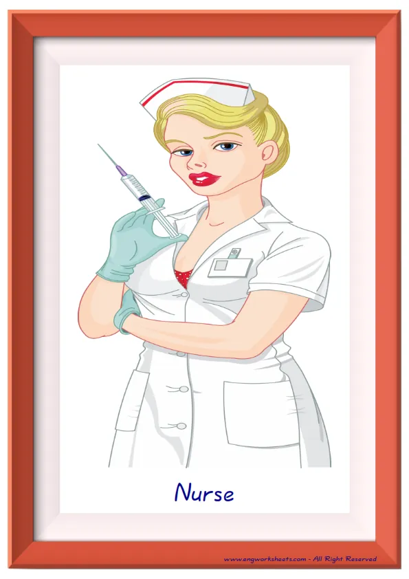 Full page ESL Flashcard together with words containing Jobs-Occupations picture for kids and teachers.
