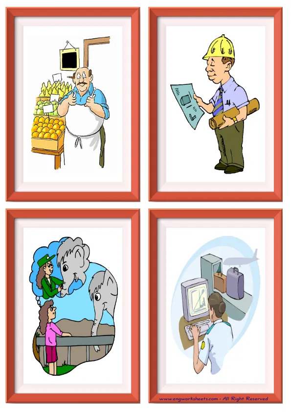 Quarter page ESL Flashcard without words containing Jobs-Occupations picture for kids and teachers.
