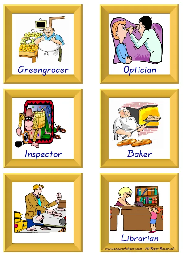 ESL Flashcard together with words containing Jobs-Occupations picture for kids and teachers.