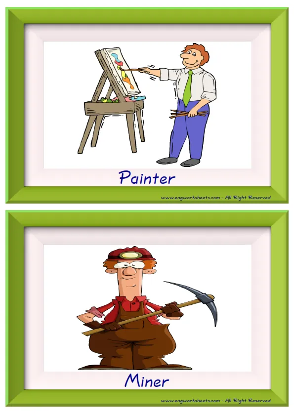 Half page ESL Flashcard together with words containing Jobs-Occupations picture for kids and teachers.