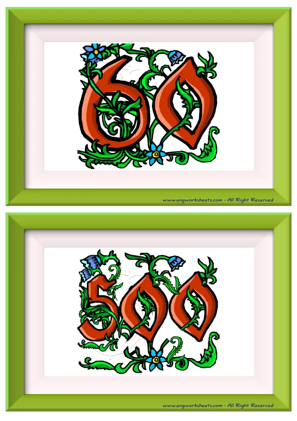 Half page ESL Flashcard without words containing Number picture for kids and teachers.