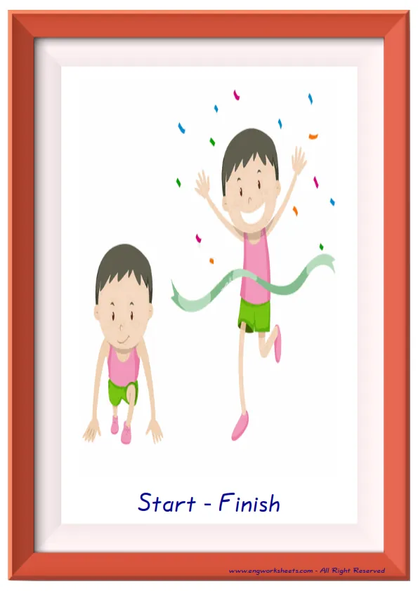 Full page ESL Flashcard together with words containing Opposites picture for kids and teachers.