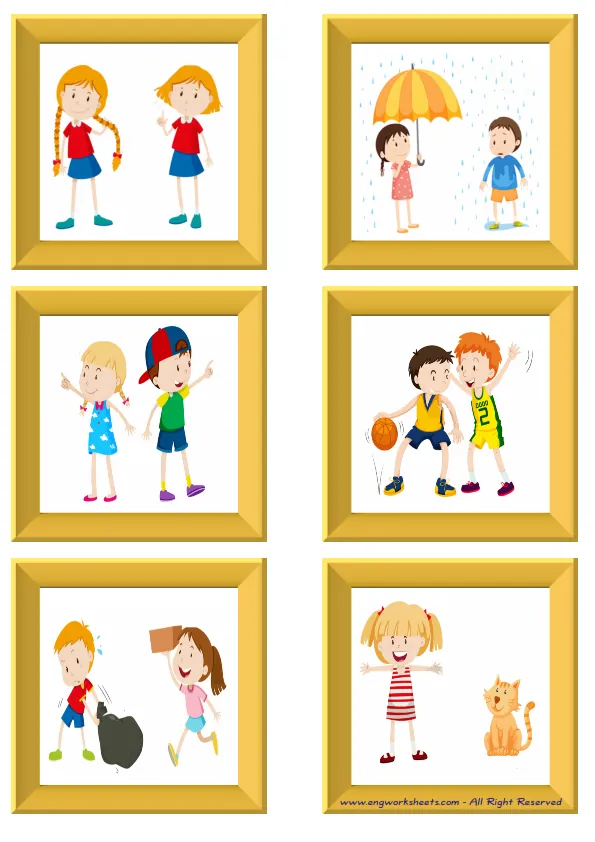 ESL Flashcard without words containing Opposites picture for kids and teachers.