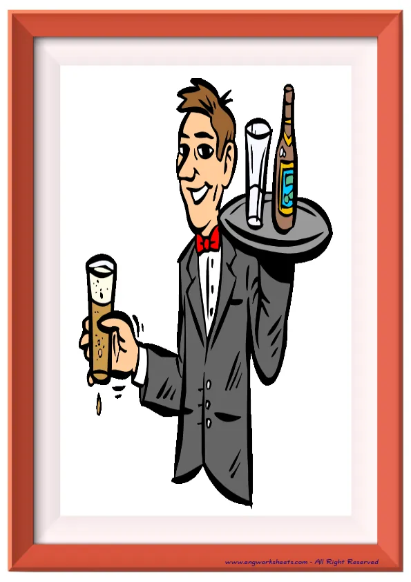 Full page ESL Flashcard without words containing Restaurant picture for kids and teachers.