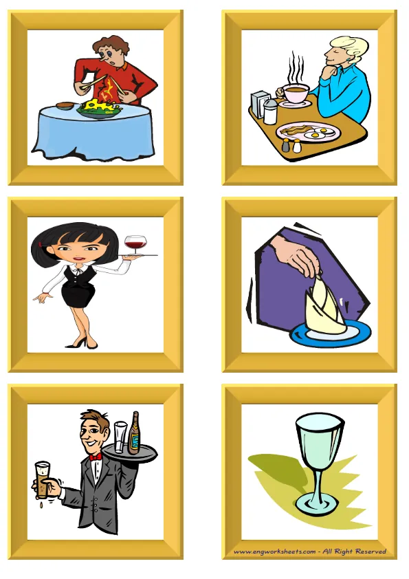 ESL Flashcard without words containing Restaurant picture for kids and teachers.