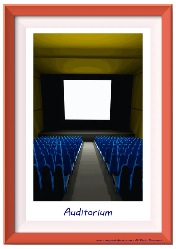 Full page ESL Flashcard together with words containing School Parts picture for kids and teachers.