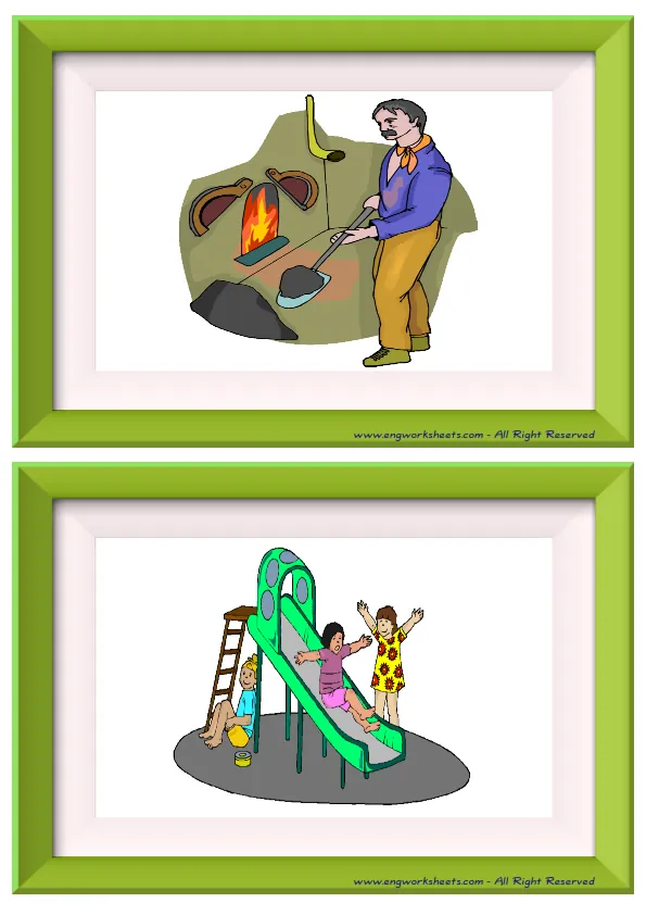 Half page ESL Flashcard without words containing School Parts picture for kids and teachers.