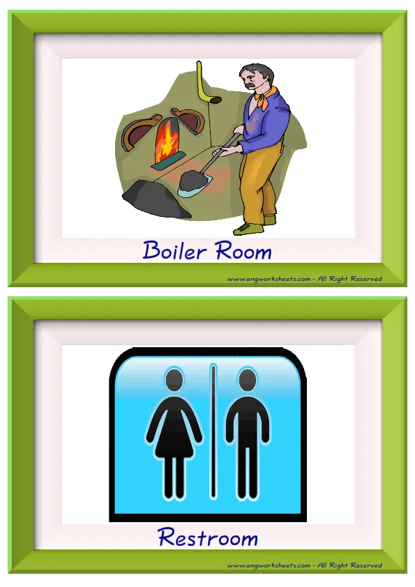 Half page ESL Flashcard together with words containing School Parts picture for kids and teachers.