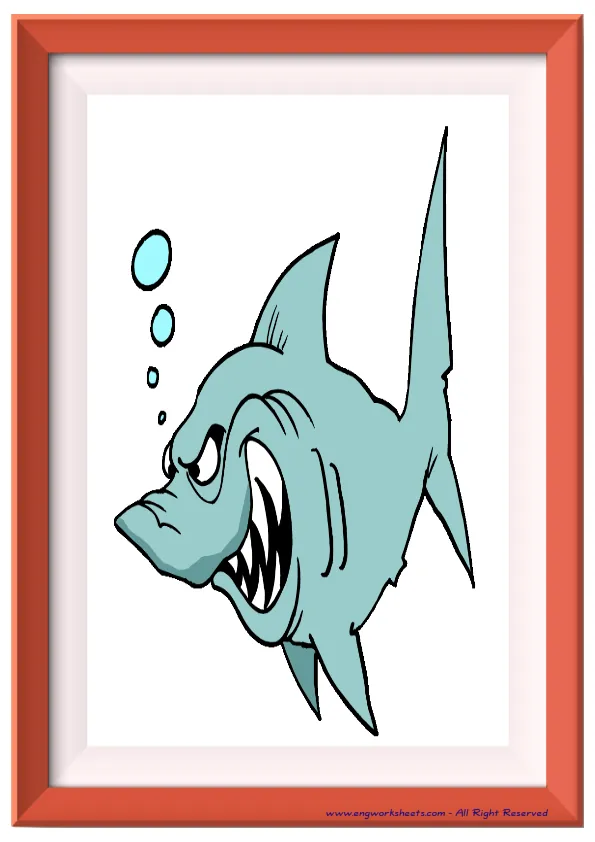 Full page ESL Flashcard without words containing Sea Animals picture for kids and teachers.