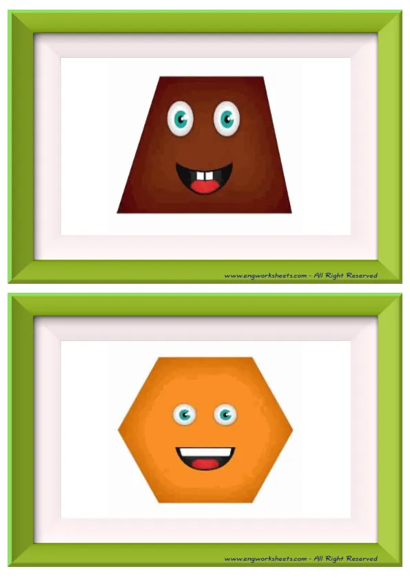 Half page ESL Flashcard without words containing Shapes picture for kids and teachers.