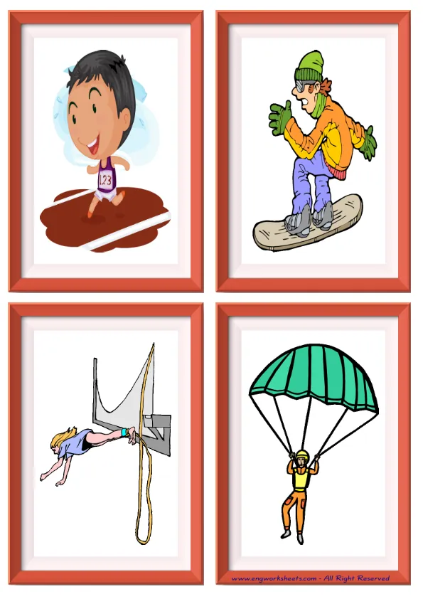 Quarter page ESL Flashcard without words containing Sports picture for kids and teachers.