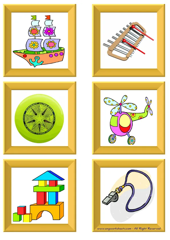 ESL Flashcard without words containing Toys picture for kids and teachers.
