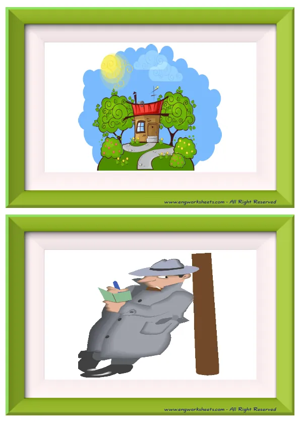 Half page ESL Flashcard without words containing Tv Programmes picture for kids and teachers.