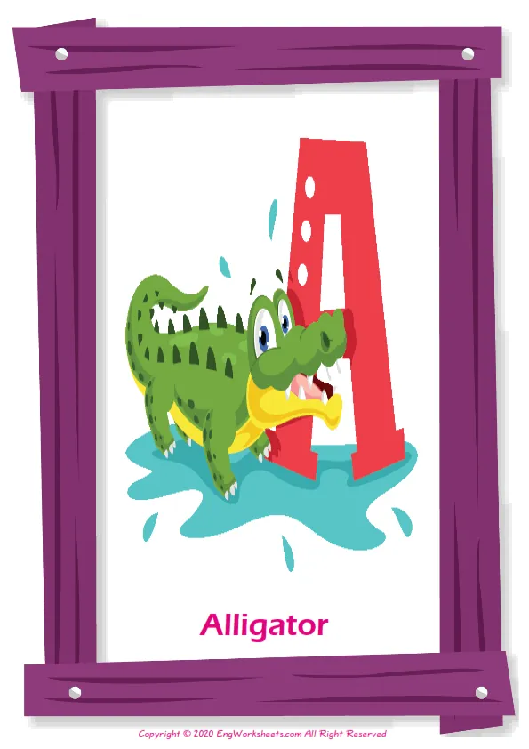 Alphabet English vocabulary worksheet with full-page words