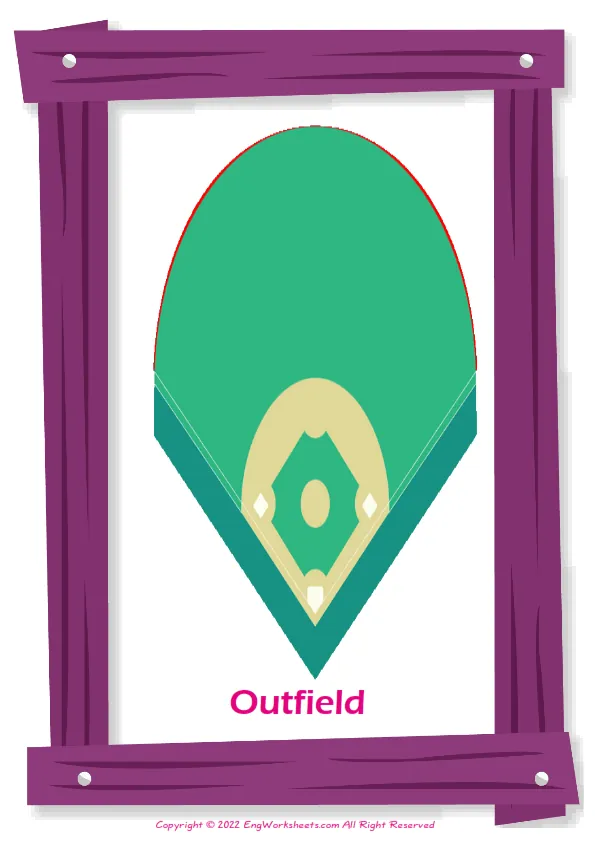 Baseball English vocabulary worksheet with full-page words