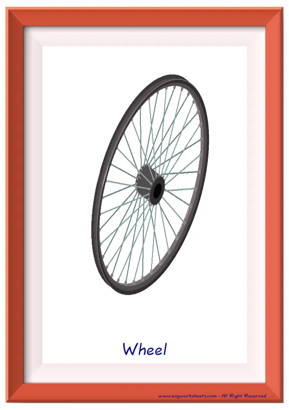 Full page ESL Flashcard together with words containing Bike picture for kids and teachers.