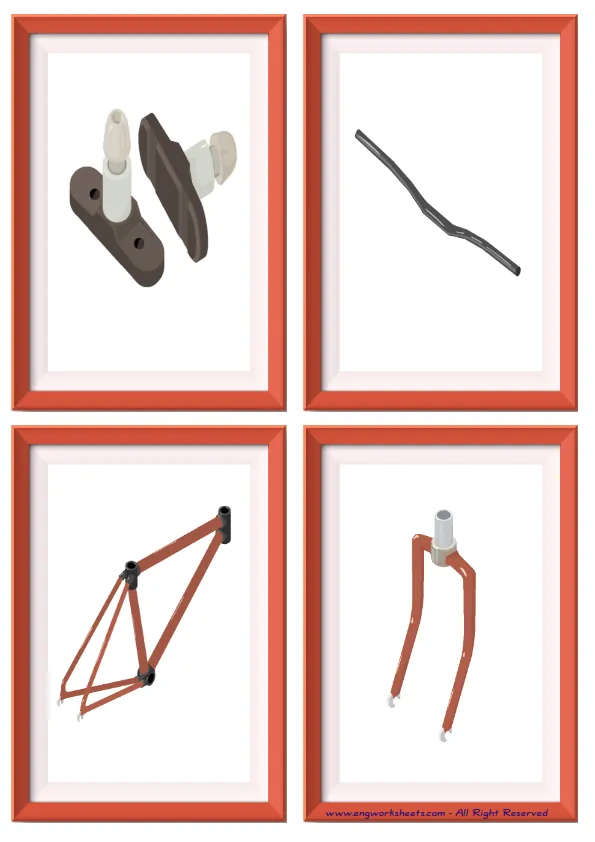 Quarter page ESL Flashcard without words containing Bike picture for kids and teachers.