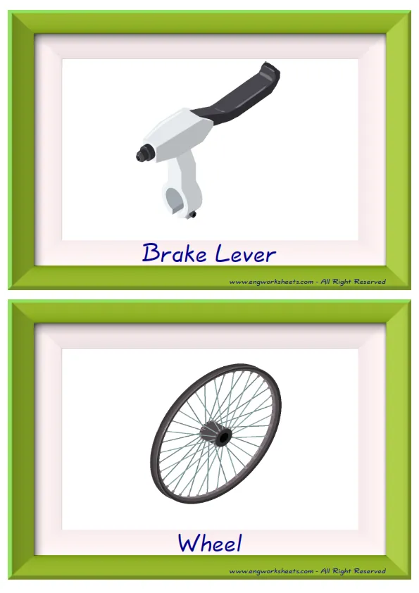 Half page ESL Flashcard together with words containing Bike picture for kids and teachers.