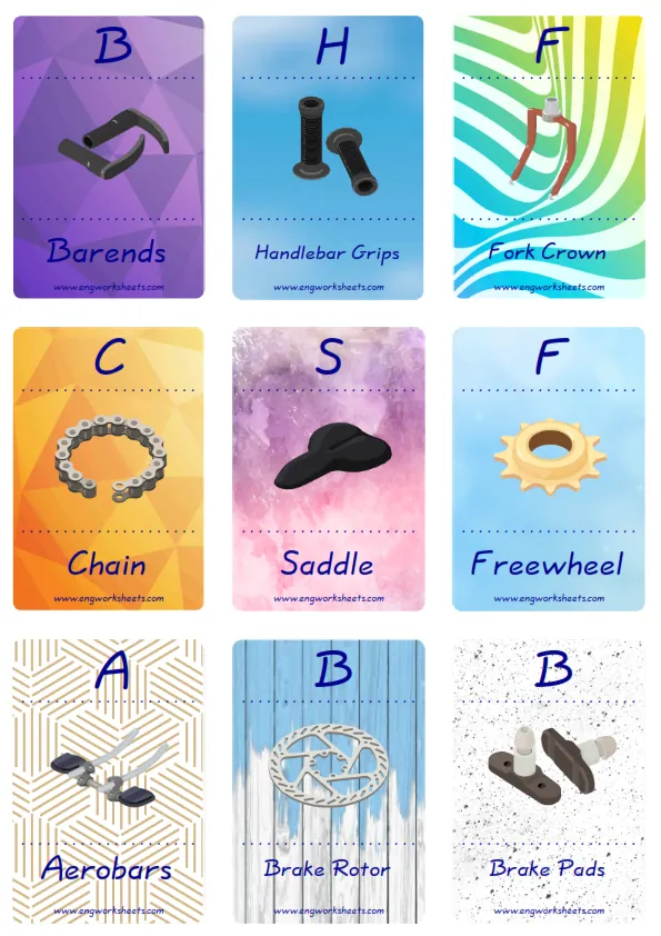 Mini size enjoyable ESL Flashcard Bike for kids and teachers.
