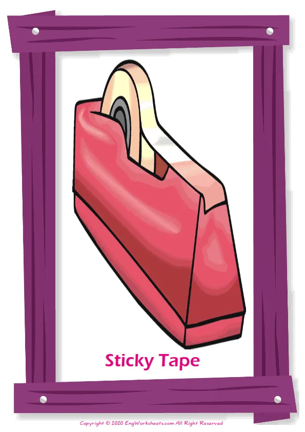 Classroom Objects English vocabulary worksheet with full-page words