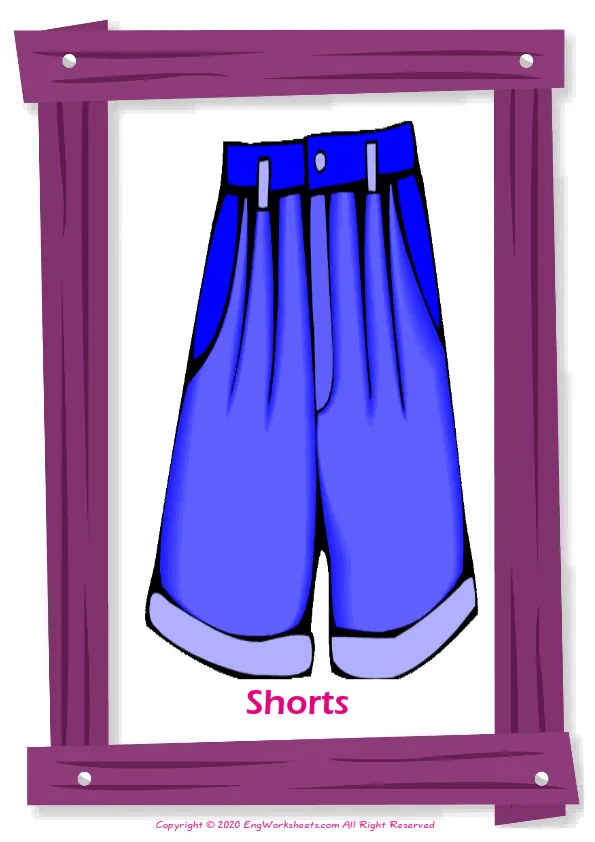 Clothes English vocabulary worksheet with full-page words