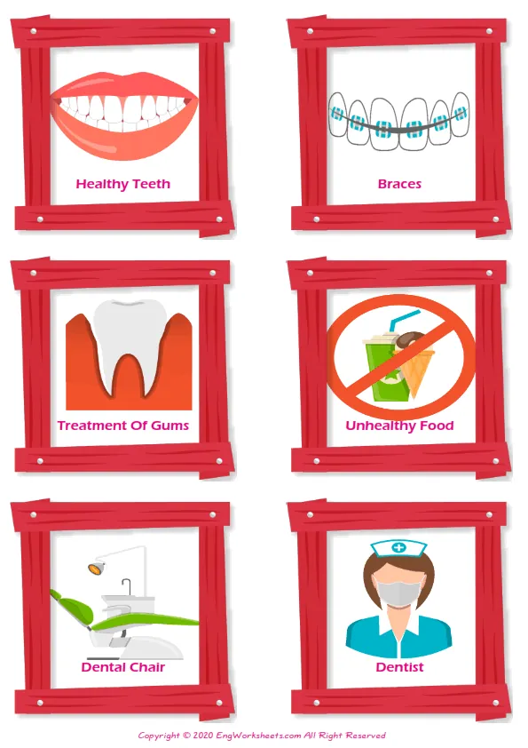 Dental Care ESL snake word writing exercise worksheet.