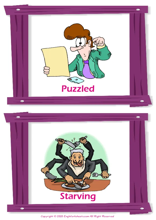 Describing People vocabulary worksheet with words, two images per page