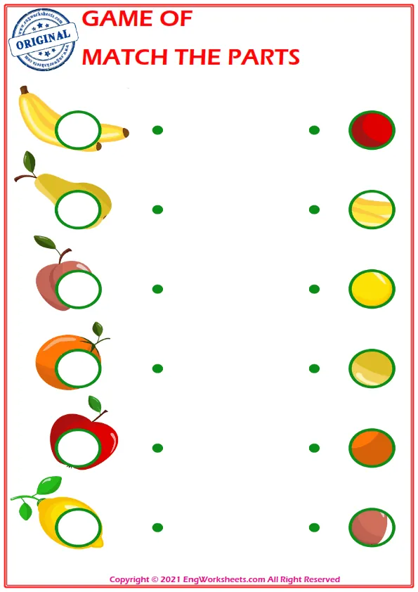 Education worksheet with match the parts