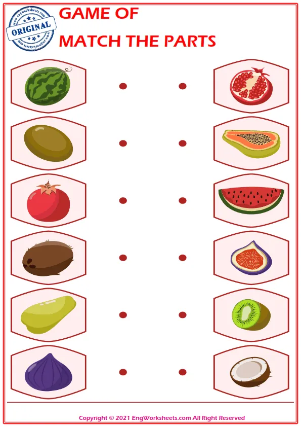 Education worksheet with match the parts
