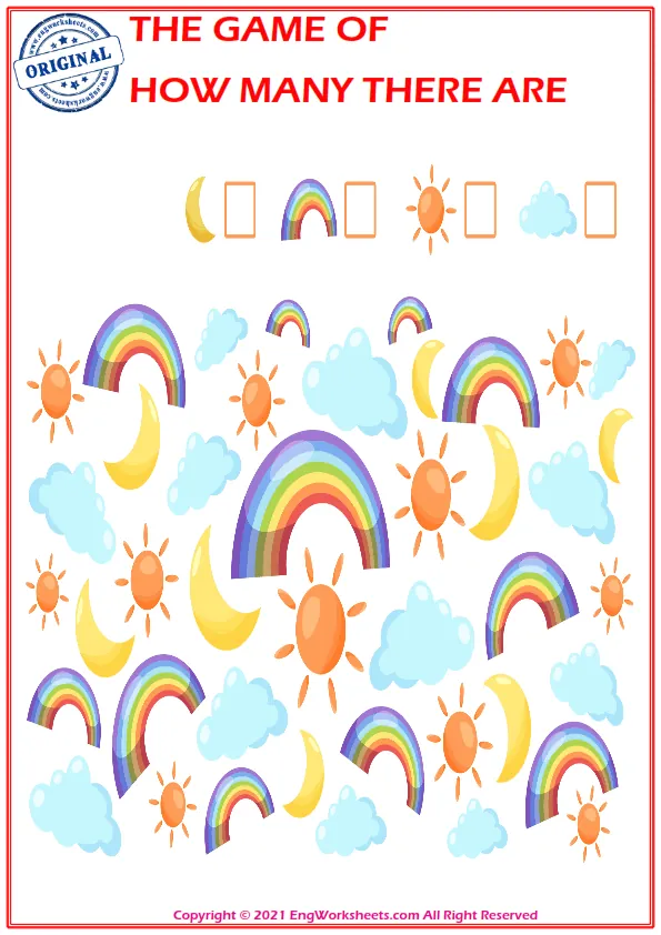 Educational mathematical game. count the number of shapes in pictures.
