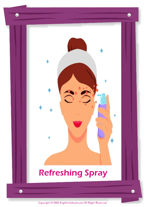 Facial Care English vocabulary worksheet with full-page words