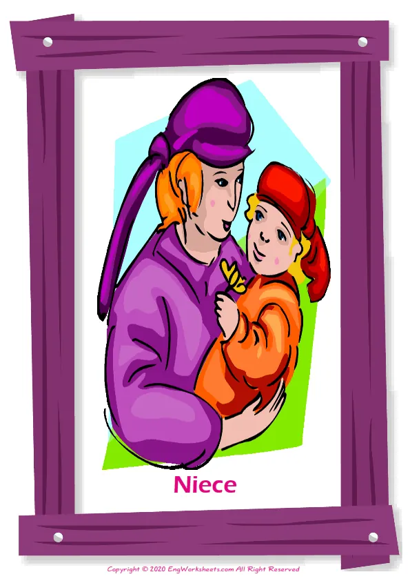Family Member English vocabulary worksheet with full-page words