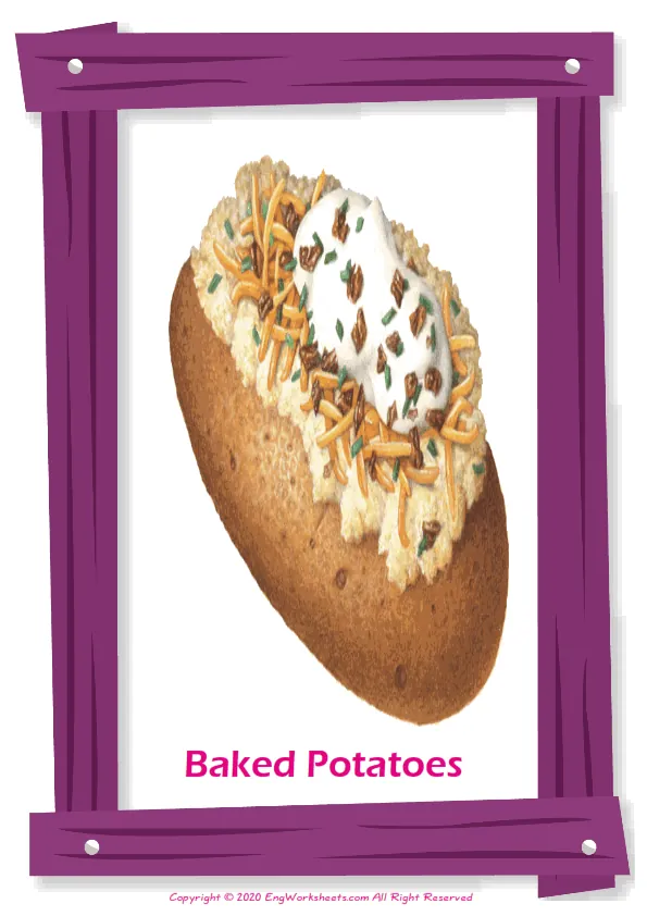 Food In The Restaurant English vocabulary worksheet with full-page words