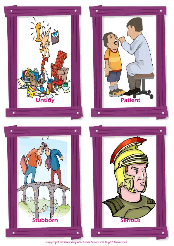 Friendship vocabulary worksheet with words, four images per page