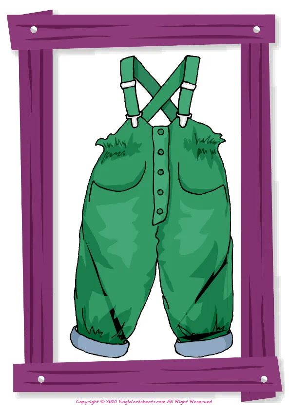 Full-page wordless Clothes English vocabulary worksheet