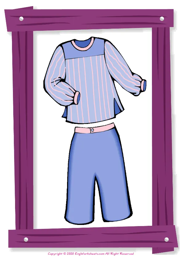 Full-page wordless Clothes English vocabulary worksheet