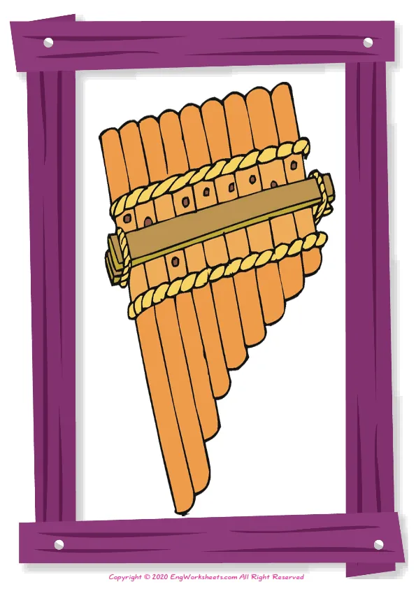 Full-page wordless Musical Instruments English vocabulary worksheet