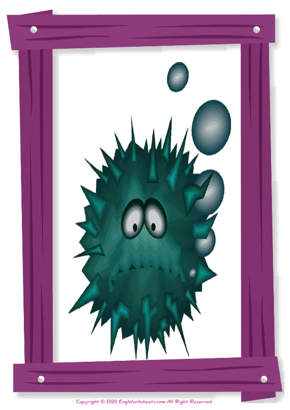 Full-page wordless Sea Animals English vocabulary worksheet