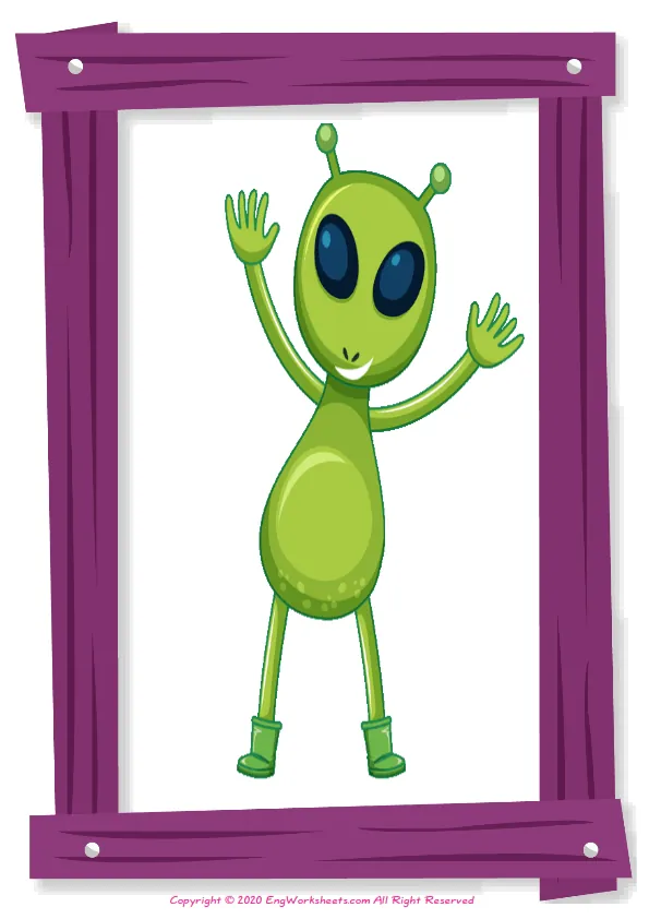 Full-page wordless Space English vocabulary worksheet