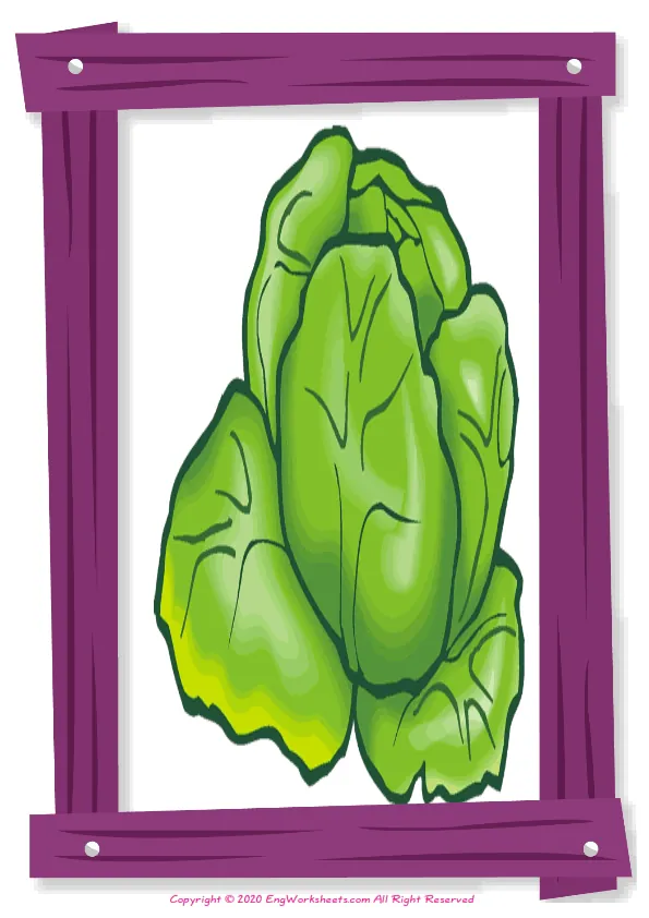 Full-page wordless Vegetables English vocabulary worksheet