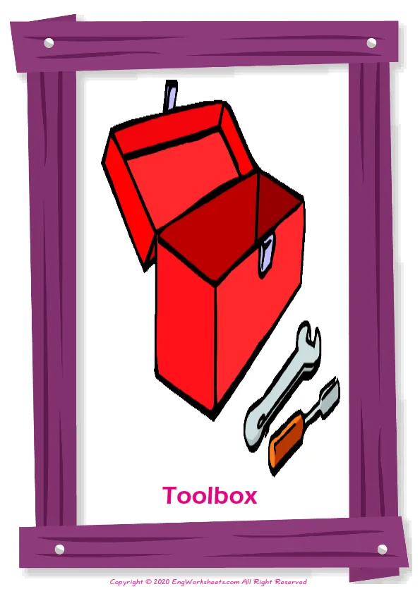 Hand Tools English vocabulary worksheet with full-page words