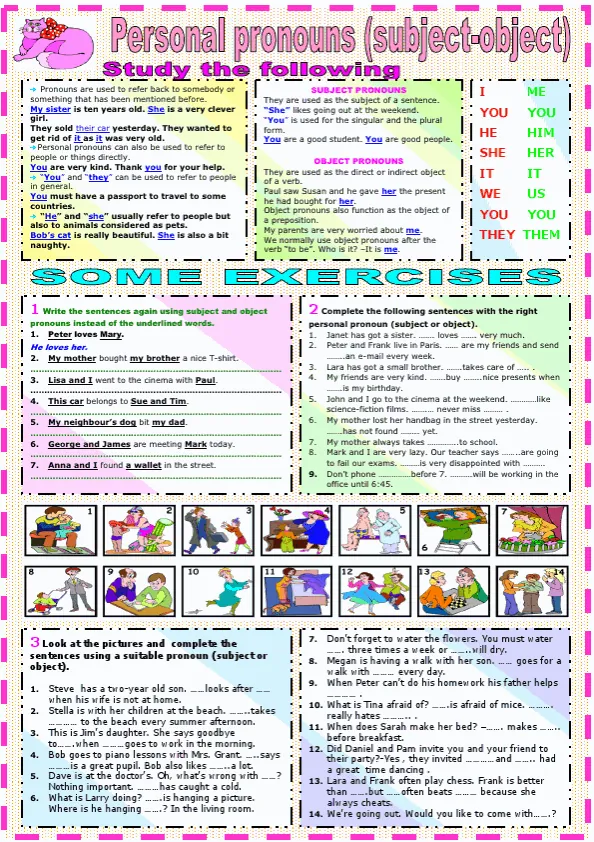 Personal Pronouns Subject And Object-Grammar And Exercises