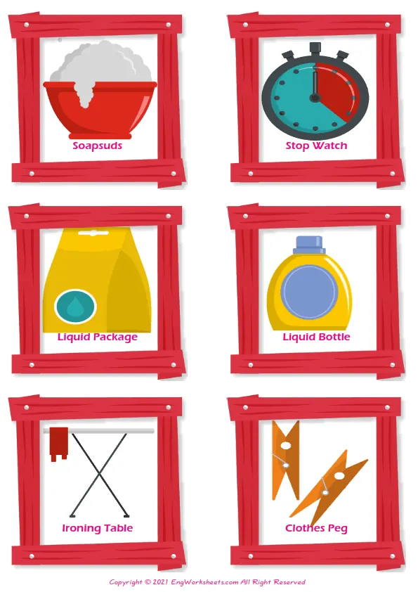 Laundry Room ESL snake word writing exercise worksheet.