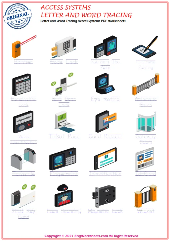 Letter and Word Tracing Access Systems PDF Worksheets